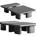Modern Gray Wooden Coffee Tables With Square Top And Block Legs Design