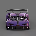 Purple Bugatti Sports Car With Black Accents Rear Spoiler And Alloy Wheels