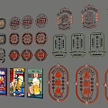 Chinese Themed Wall Decor With Various Shapes Signs And Neon Elements For Restaurants