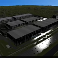 Modern Industrial Factory Building Design With Large Glass Windows Steel Structure And Green Surroundings