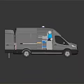 Grey Van Interior With Open Rear Doors And Service Equipment Storage