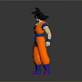 Anime Character Goku 3D Model Figure With Orange Outfit Blue Belt And Chest Emblem