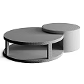 Modern Round Dining Table With Marble Top And Wooden Nested Base Design