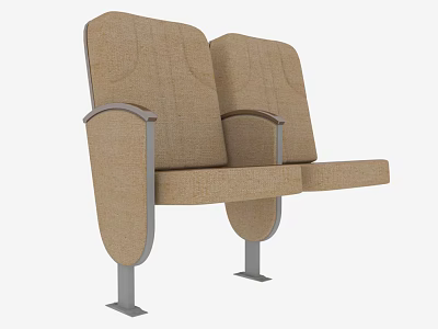 Beige Fabric Public Chairs With Metal Armrests And Modern Design For Public Spaces 3d model