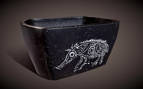 Chinese Pig Pottery Bowl Food Container Neolithic Pottery Antique Cultural Relics 3d model