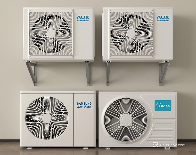 White Air Conditioner Fans From AUX Samsung Midea For Efficient Home Cooling 3d model 