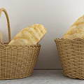 Woven Storage Baskets Storing Fresh Bread On Kitchen Countertop With Natural Rattan Design