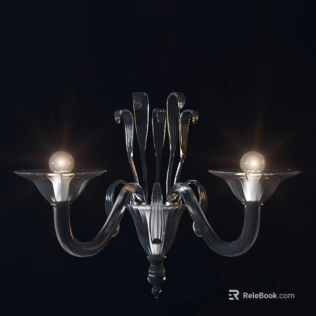Elegant Silver Wall Sconce With Double Bulb And Glossy Metal Structure 3d model