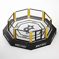 NINESTARS Octagon Fighting Cage With Black Frame Yellow Posts And White Mat Structure