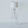 Modern Tripod Floor Lamp With Wooden Legs And Gray Fabric Shade