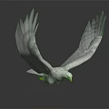 White Eagle With Spread Wings Standing On Black Smooth Surface With Reflection 3d model