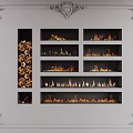 Ornate Fireplace With Multiple Flame Patterns And Decorative Frame Interior Design 3d model