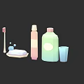 Pastel Colored Bathroom Accessories Set with Toothbrush Soap Bottle and Cup