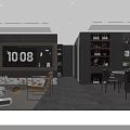 Modern Luxury Open Dining And Living Room With Comfortable Leather Sofa And Marble Furnishings