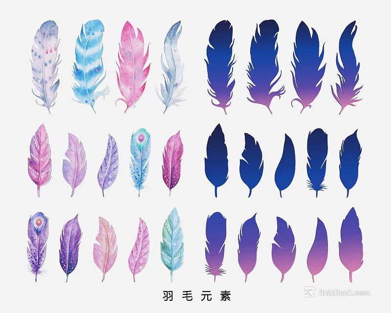 Vibrant Colorful Feather Pendant With Watercolor Design For Home Decoration 3d model 