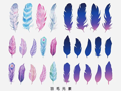 Vibrant Colorful Feather Pendant With Watercolor Design For Home Decoration 3d model