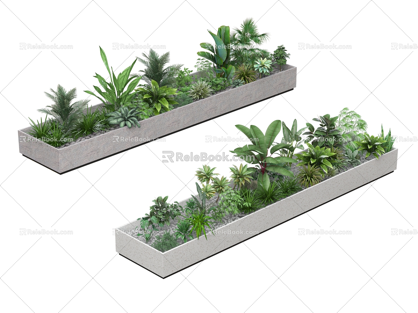 Storage pile landscape plant shrub flower combination 3d model