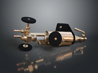Durable Brass Automotive Hydraulic Component with Black Control Knob and Metal Structure 3d model