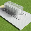 Transparent Glass Sunroom Structure Covering Vehicle on Paved Area With Green Grass and Yellow Markers