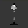 Silver Metal Desk Lamp With Adjustable Arm And Reflective Base Design 3d model