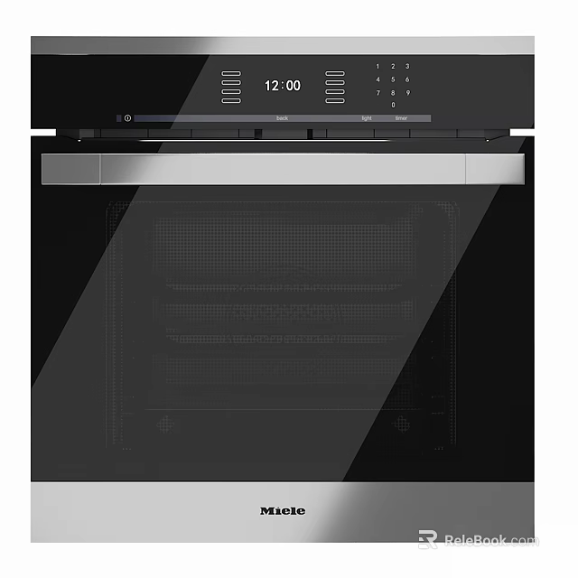 Sleek Black Kitchen Oven With Glass Door And Digital Display Panel 3d model 