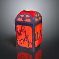 Red And Black Decorative Lantern Lighting Combination With Welcome Design And Ornate Patterns