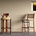 Natural Wooden Bar Stools With Rattan Seats For Peaceful Home Living Space