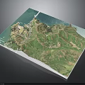 Modern Coastal Area Development Plan Map With Green Mountains Blue Ocean Roads And Building Markers