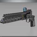 Sci Fi Tactical Revolver Design With Scope Metal Frame Wooden Grip And Geometric Pattern 3d model