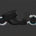Futuristic Black Motorcycle With Sleek Design White Wheels And Blue Accent Lights