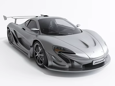 Silver Sports Car With Aerodynamic Body Rear Spoiler And Black Alloy Wheels 3d model