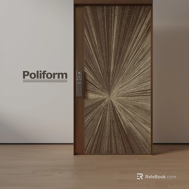 Poliform Modern Swing Door With Brown And Beige Radiating Pattern Design 3d model 