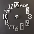 Modern Minimalist Wall Clock with Mixed Arabic English and Roman Numerals on Concrete Background