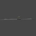 Camouflage Yacht With Black Hull Orange Lifebuoy Side Propellers And Cabin Windows