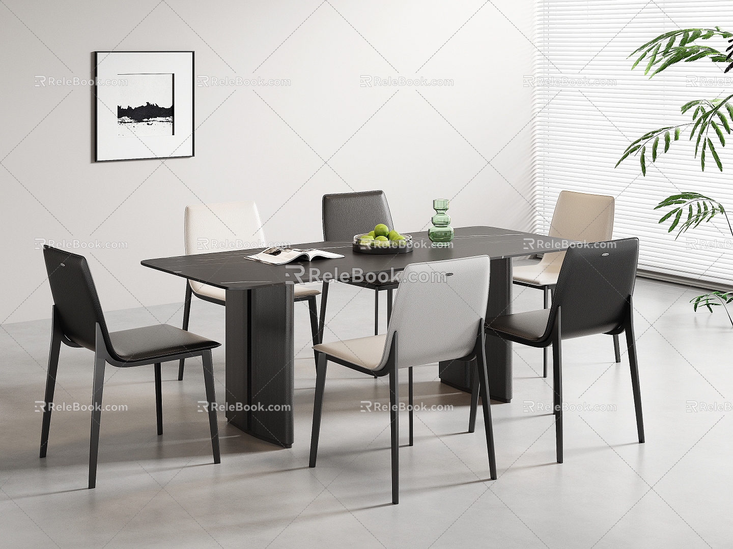 Modern Dining Table and Chair Combination Dining Table and Chair Combination Minimalist Dining Table and Chair Rectangular Dining Table and Chair Marble Dining Table Leather Dining Chair Multi-Person Dining Table and Chair model