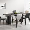Modern Dining Table and Chair Combination Dining Table and Chair Combination Minimalist Dining Table and Chair Rectangular Dining Table and Chair Marble Dining Table Leather Dining Chair Multi-Person Dining Table and Chair 3d model