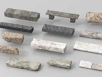 New Chinese Stone Modern New Chinese Tingbu Block Stone Old Slab Green Slab 3d model