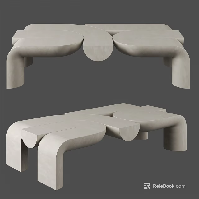 Modern Concrete Stool Design With Organic Curves And Smooth Surface Structure 3d model