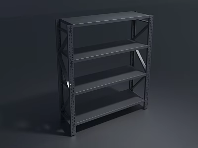 Black Metal Four Tier Storage Rack With Open Shelves For Industrial Organization 3d model
