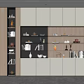 Modern Wooden And White Decorative Cabinet Featuring Open Shelves With Books And Vases