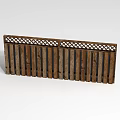 Wooden Slatted Garden Fence with Decorative Lattice Top and Natural Wood Finish