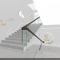 Science and Technology Museum Exhibition Hall Staircase Featuring Marine Life Murals and Educational Exhibits