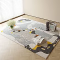 Modern Geometric Square Area Rug On Wooden Floor With Vase Magazines And Decor