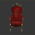 Elegant Red Sofa Stool With Wooden Carved Frame And Quilted Seat