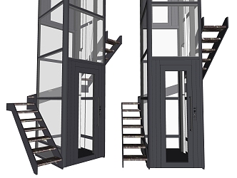 Modern Elevator Glass Elevator Sightseeing Elevator 3d model