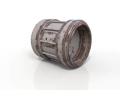 Industrial Cylindrical Metal Equipment With Rustic Surface And Striped Structure 3d model