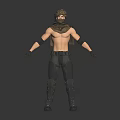 3D Male Warrior Character With Headscarf Mask Arm Guards And Tactical Combat Boots