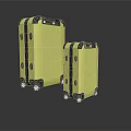 Two Piece Yellow Hardshell Suitcases With Large Small Sizes Black Trim And Wheels