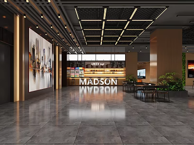 Modern Cinema Lobby With Spacious Area Art Decor And Lights 3d model