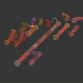 Red Plumbing Hardware Tools Including Pipe Fittings Connectors Elbows and Joints